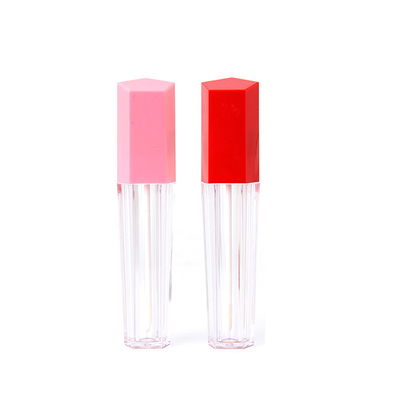 New design unique ABS 8ml red pink empty lip gloss tubes container with wands oblique top lipgloss