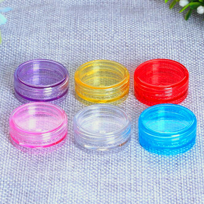 2g colorful plastic cosmetic lipbalm salve jars small jar for nail art glitter can make other colors of cap