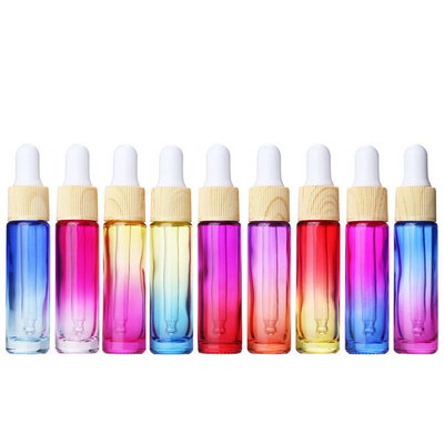 10ml dropper bottle, color, gradient, thick, wood grain cap, essential oil bottle，cosmetic bottle