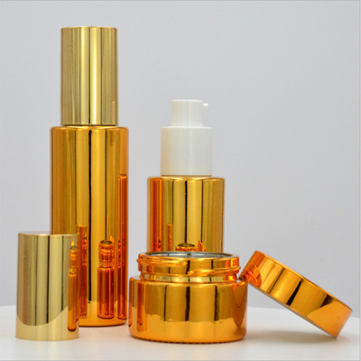 30ml electroplated gold cosmetic bottle set, 30ml 40ml 50ml 60ml 80ml 100ml lotion bottle 10g20g30g50g100g cream bottle