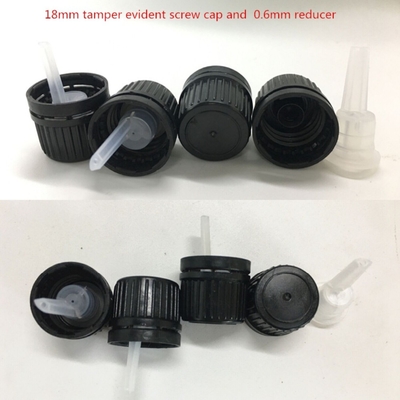 White PP 18 mm tamper-evident dropper cap with inverted dropper tip with 0.9 mm orifice