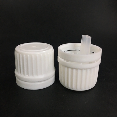 White PP 18 mm tamper-evident dropper cap with inverted dropper tip with 0.9 mm orifice