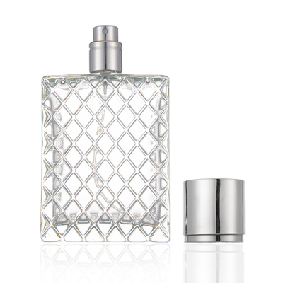100ml clear glass spray bottle, square lattice flat bottle, spray bottle perfume bottle