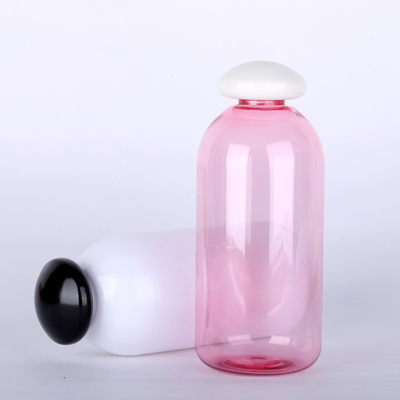High Quality Clear Round Cylinder Bottles Mushroom Screw Cap And Inner Lid / Squat Round Straight Bottle 300ml For Skinc