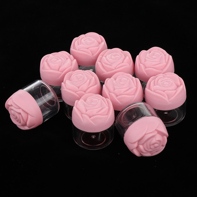 20g Plastic Cosmetic Cream Containers with Rose Shaped Screw Caps, Empty Makeup Sample Jars Lip Balm Pot Jar