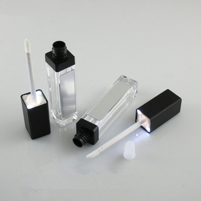 7ml Square Lipgloss Tube Empty Lip Gloss Lipstick Bottle With LED Light Mirror Clear Cosmetic Container Makeup Tools