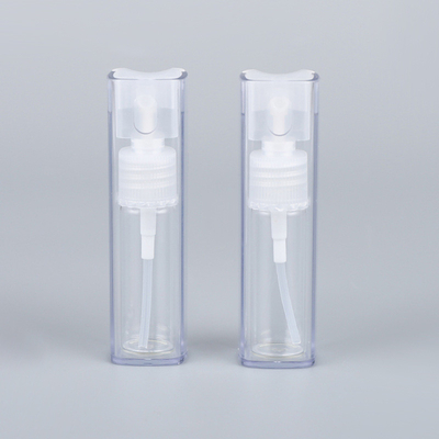 Plastic 10ml square bottle, mini transparent perfume spray bottle