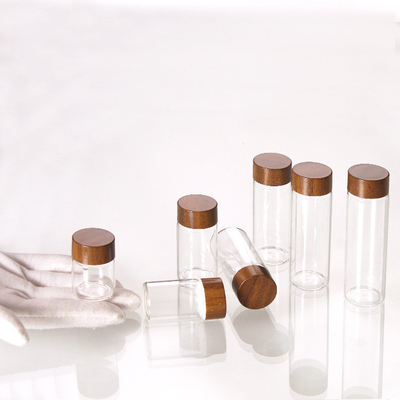 24mm, 28mm, 30mm, 65 sealed tube, glass transparent leak-proof bottle, glass 20ml bottle with wood grain plastic cap