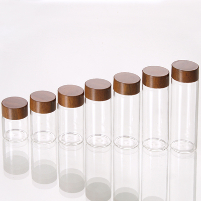 24mm, 28mm, 30mm, 65 sealed tube, glass transparent leak-proof bottle, glass 20ml bottle with wood grain plastic cap