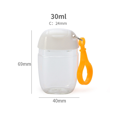 Portable water-free hand sanitizer gel bottle, hook bottle with carabiner, 30ml disinfectant bottle, flip-top bottle