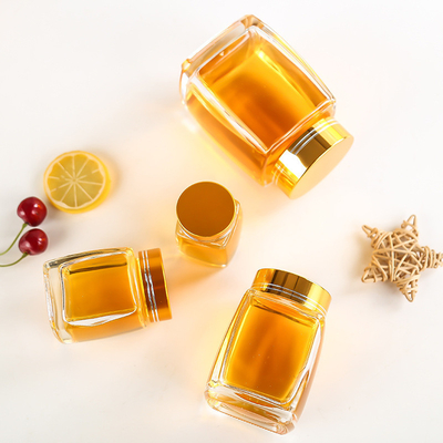 Square glass bottle, honey packaging jar