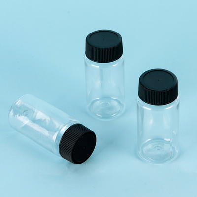 PE bottle small capacity plastic bottle with black cap, ordinary transparent plastic bottle