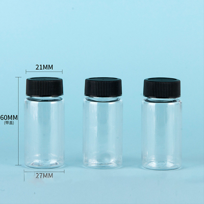 PE bottle small capacity plastic bottle with black cap, ordinary transparent plastic bottle