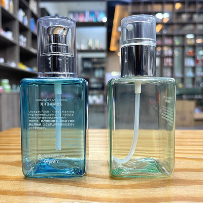Transparent cosmetic bottle, lotion bottle, plastic bottle with pump head