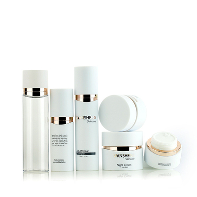 A set of large size cosmetic plastic vacuum pump bottle with rose gold shoulder, lotion bottle, cream bottle, cosmetic b