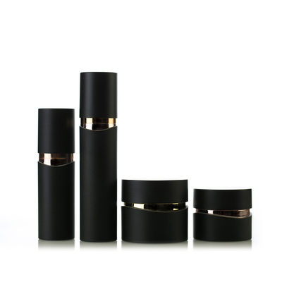 A set cosmetic plastic vacuum pump bottle with rose gold shoulder，silver shoulder , cosmetic Jar