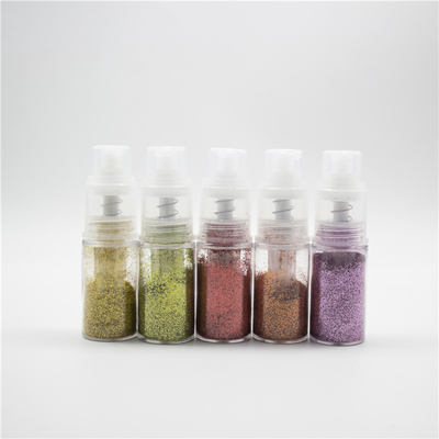 Empty 14ml plastic small portable cosmetic body round pump transparent nail glitter spray bottle