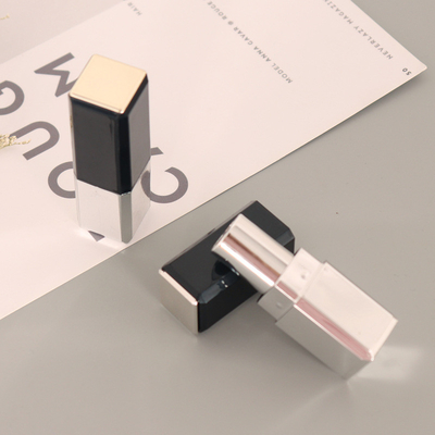 Black/silver lipstick tube, square cosmetic packaging tube