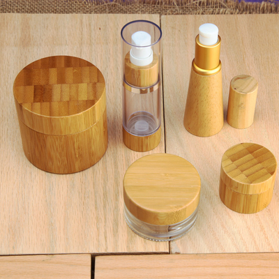 Customized Cosmetic Plastic Bamboo Bottle Packaging Container