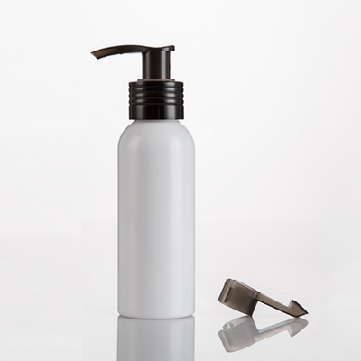 luxury travel packaging size round shoulder black cap white 100ml spray / Pump plastic pet bottle