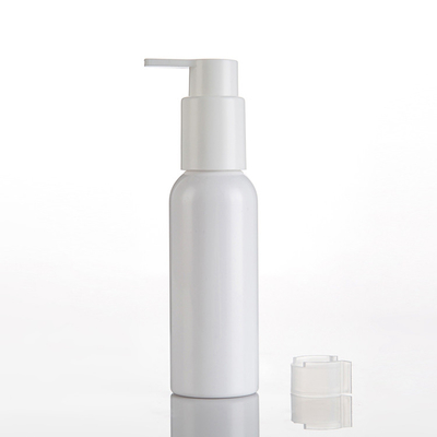 luxury travel packaging size round shoulder black cap white 100ml spray / Pump plastic pet bottle