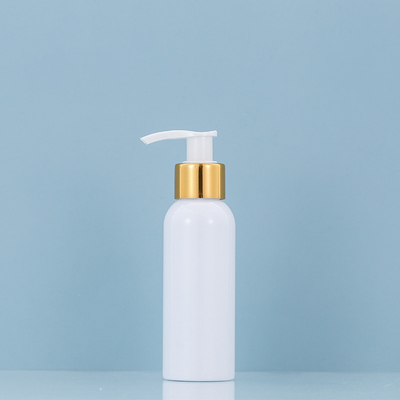 100ml white pump bottle shampoo white bottle body with gold/silver pump head