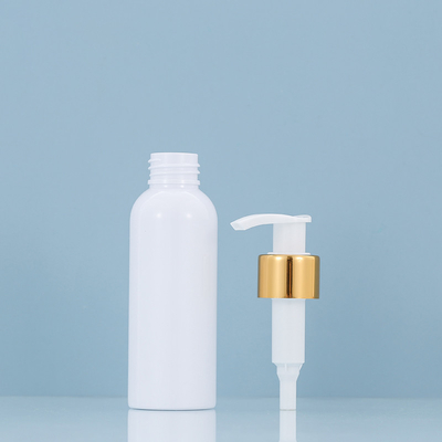 100ml white pump bottle shampoo white bottle body with gold/silver pump head
