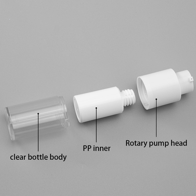 mini cosmetic empty bottle pp plastic 15ml 30ml 50ml airless pump bottle for skin care body lotion all white and clear