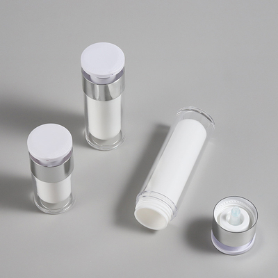 cosmetic packaging pet plastic PP airless pump bottle 50ml lock pump white body