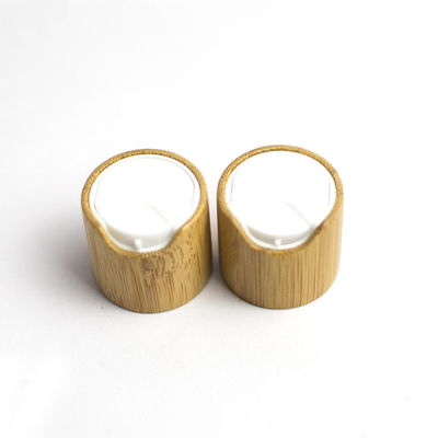 Wholesale 20/410 24/410 Bamboo Disc Cap Press Cap Flip Top Cap for Cosmetic Bottle Jar
