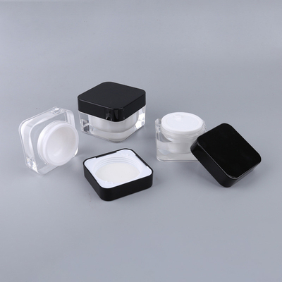 30ml 50ml square rotating airless bottle, square round corner cream bottle, black and white acrylic bottle set
