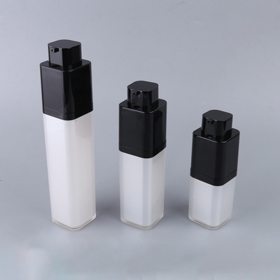 30ml 50ml square rotating airless bottle, square round corner cream bottle, black and white acrylic bottle set