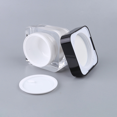 30ml 50ml square rotating airless bottle, square round corner cream bottle, black and white acrylic bottle set