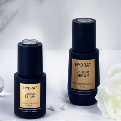 30ML/50ML luxury push botton flat shoulder frosted glass dropper bottle for cosmetic press button essential oil bottle