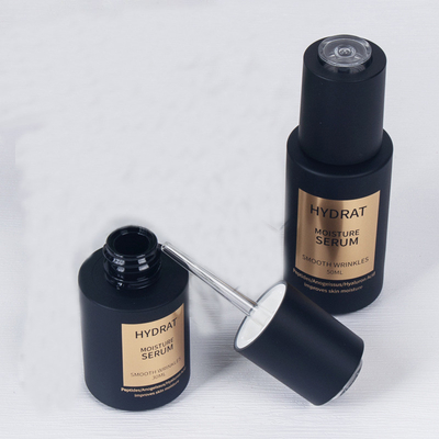 30ML/50ML luxury push botton flat shoulder frosted glass dropper bottle for cosmetic press button essential oil bottle