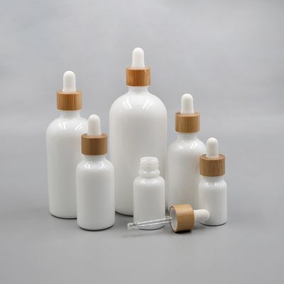 10ml-100ml Essential Oil Bottle 50ml Bamboo Lid White Porcelain/Amber Platinum Essential Oil Bottle Anti-theft Cap