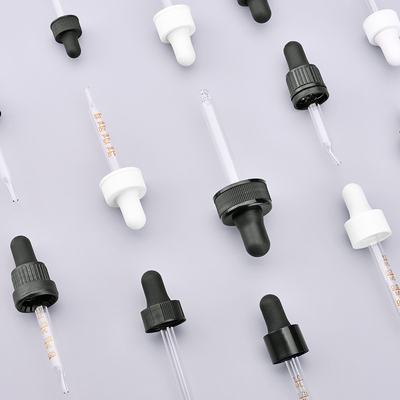 Silicone glass dropper cap PP essential oil bottle dropper, customized tube length plastic head dropper cover with scale
