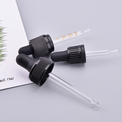 Silicone glass dropper cap PP essential oil bottle dropper, customized tube length plastic head dropper cover with scale