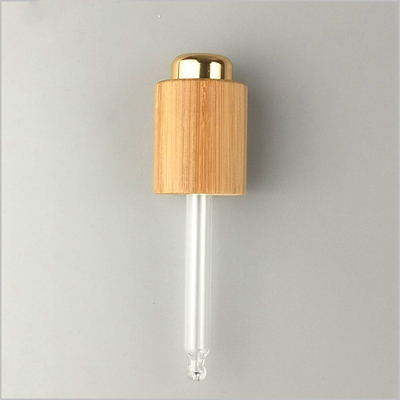 Bamboo wood press dropper cap pressure pump golden head cap 18/410 essential oil bottle pipette dropper cap