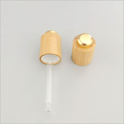 Bamboo wood press dropper cap pressure pump golden head cap 18/410 essential oil bottle pipette dropper cap