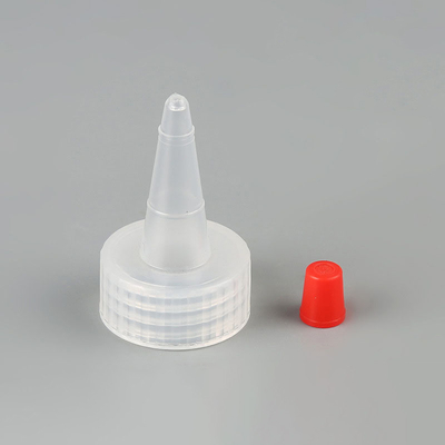 24/410 Hot Sales Natural colored PP ribbed skirt yorker spout with plastic pointed mouth cap