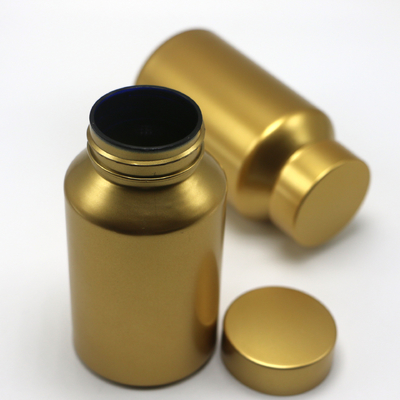 Gold 150ml PET Capsules Tablets Pills Bottle Plastic Medicine Bottle With Plastic Screw Cap