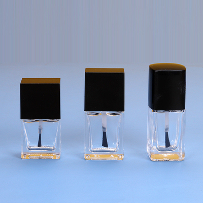 10ML Round square glass nail polish bottles black clear nail gel polish bottle，Lightproof Nail Polish Glass Bottle
