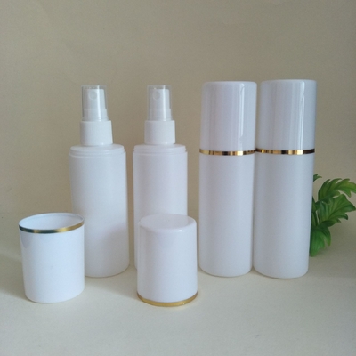 15ml 30ml 50ml white airless pump lotion bottle with gold Line and clear cap ,50 ml vacuum Cosmetic Container
