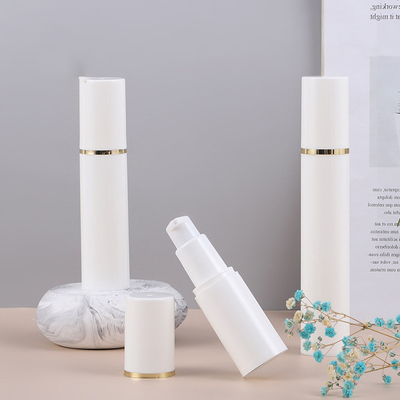 15ml 30ml 50ml white airless pump lotion bottle with gold Line and clear cap ,50 ml vacuum Cosmetic Container