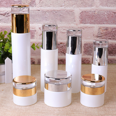 Cosmetic packaging set with electroplate silver pump/silver cap,20ml-100ml lotion bottle and Spray bottle, cream Jar