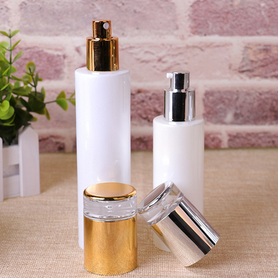 Cosmetic packaging set with electroplate silver pump/silver cap,20ml-100ml lotion bottle and Spray bottle, cream Jar