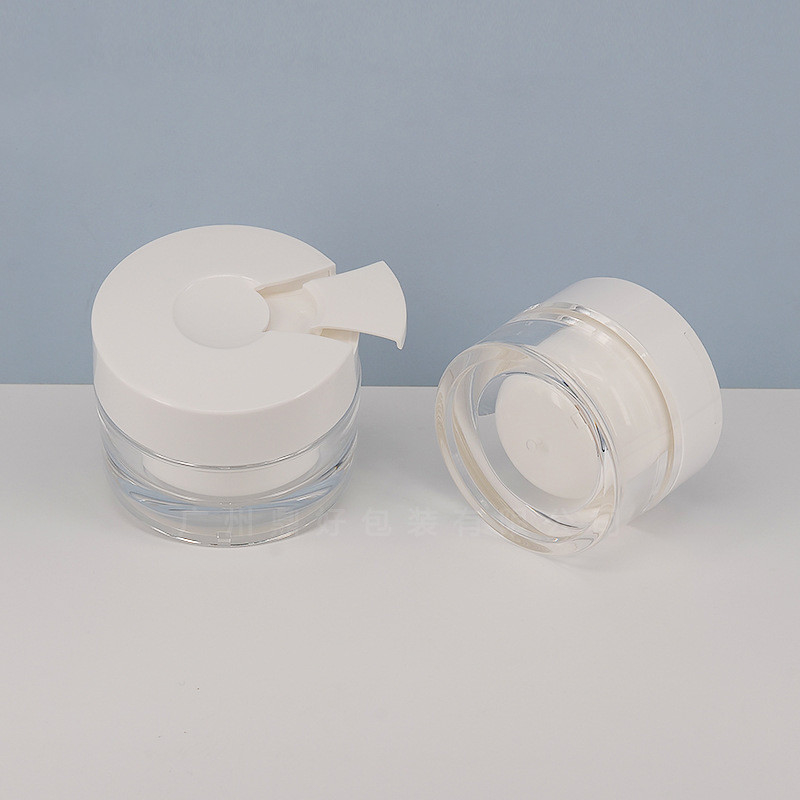 Luxury cosmetic container 1 oz 15ml 30 ml 50ml clear acrylic plastic double wall jar white acrylic jar custom logo