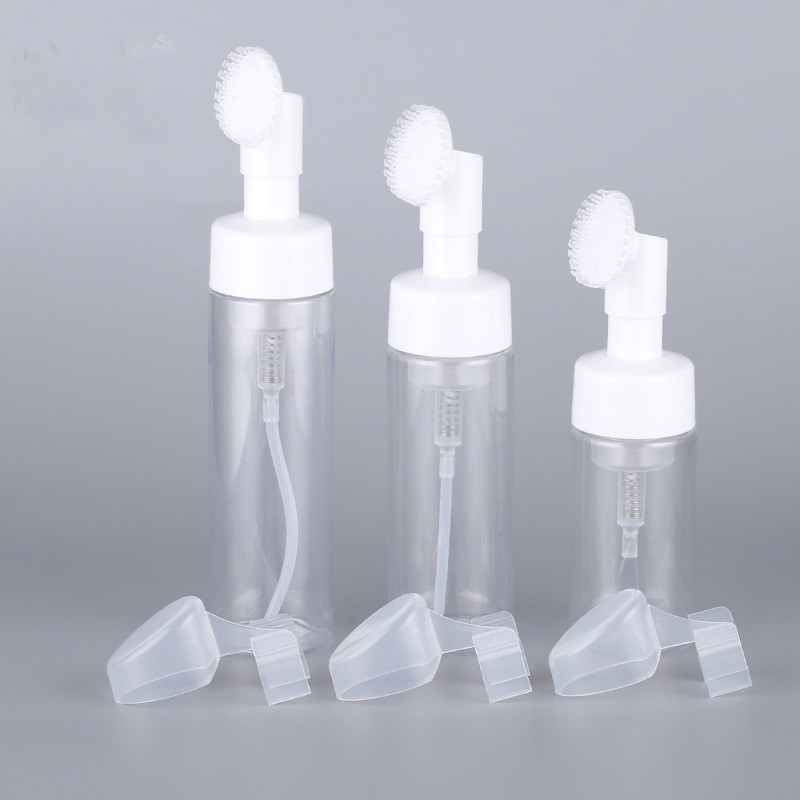 100ml 120ml 150ml 200ml white plastic shampoo cleanser sanitizer container mousse foam pump bottle with brush