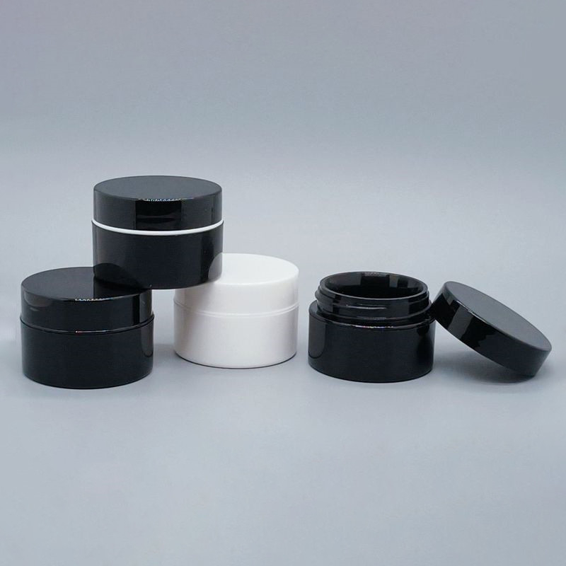 Plastic Matte Black Cream Jar With Lid ( 10ML-100ML)